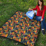 Bird Of Paradise Flower Pattern Print Quilt