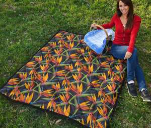 Bird Of Paradise Flower Pattern Print Quilt