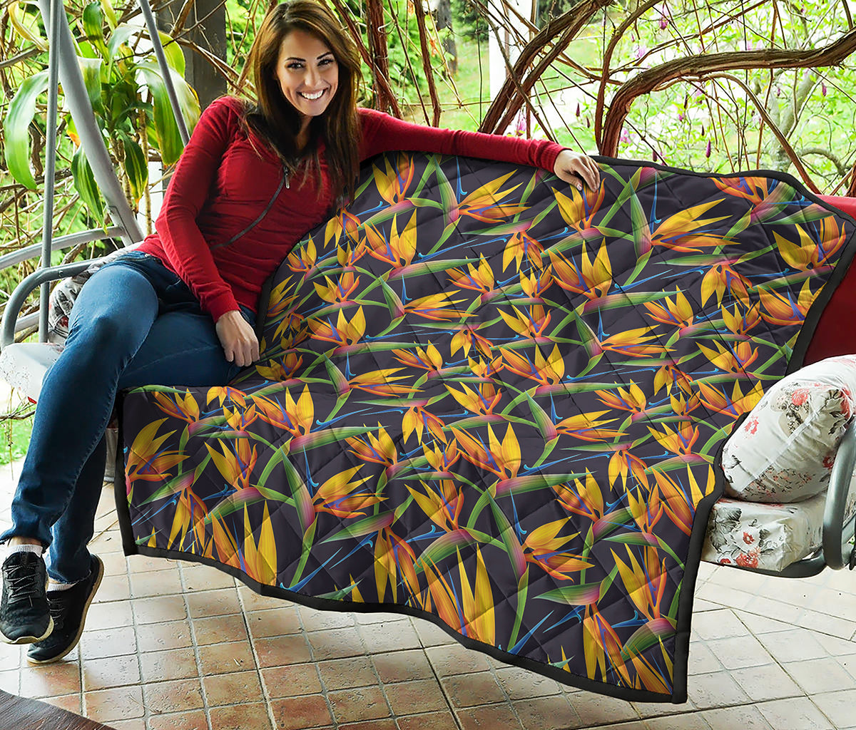 Bird Of Paradise Flower Pattern Print Quilt