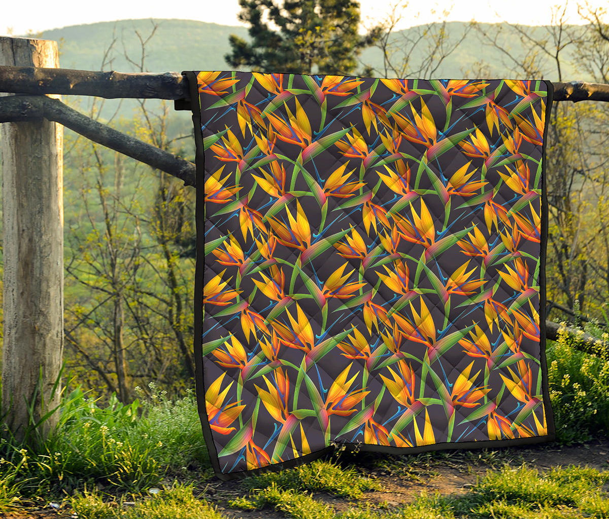 Bird Of Paradise Flower Pattern Print Quilt