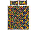 Bird Of Paradise Flower Pattern Print Quilt Bed Set