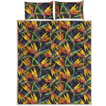 Bird Of Paradise Flower Pattern Print Quilt Bed Set