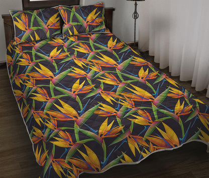 Bird Of Paradise Flower Pattern Print Quilt Bed Set