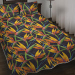 Bird Of Paradise Flower Pattern Print Quilt Bed Set