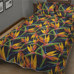 Bird Of Paradise Flower Pattern Print Quilt Bed Set