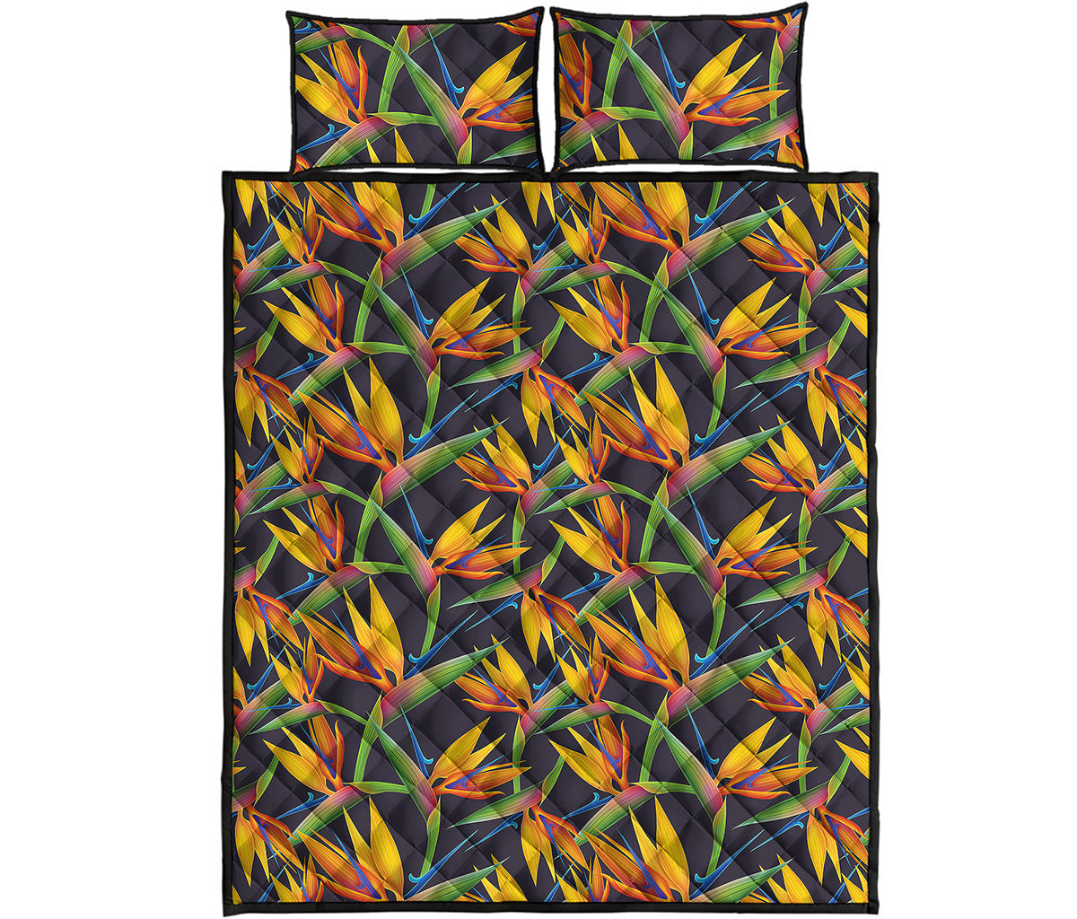 Bird Of Paradise Flower Pattern Print Quilt Bed Set