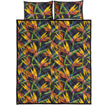 Bird Of Paradise Flower Pattern Print Quilt Bed Set