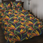 Bird Of Paradise Flower Pattern Print Quilt Bed Set