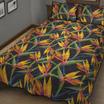 Bird Of Paradise Flower Pattern Print Quilt Bed Set