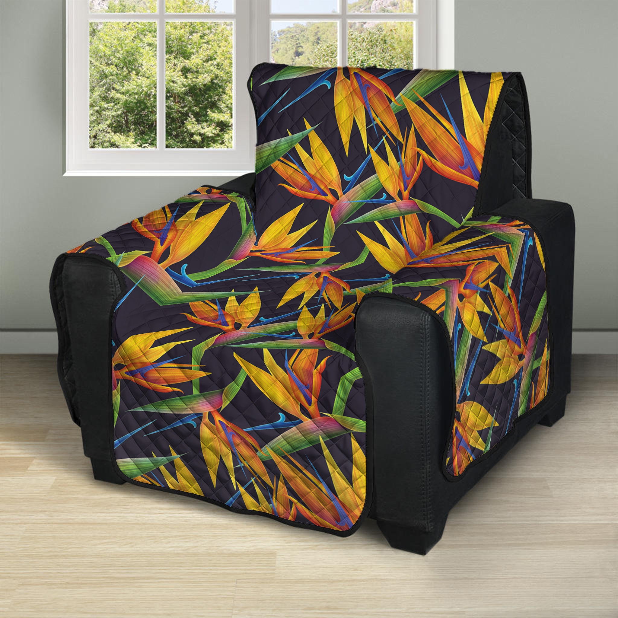 Bird Of Paradise Flower Pattern Print Recliner Protector