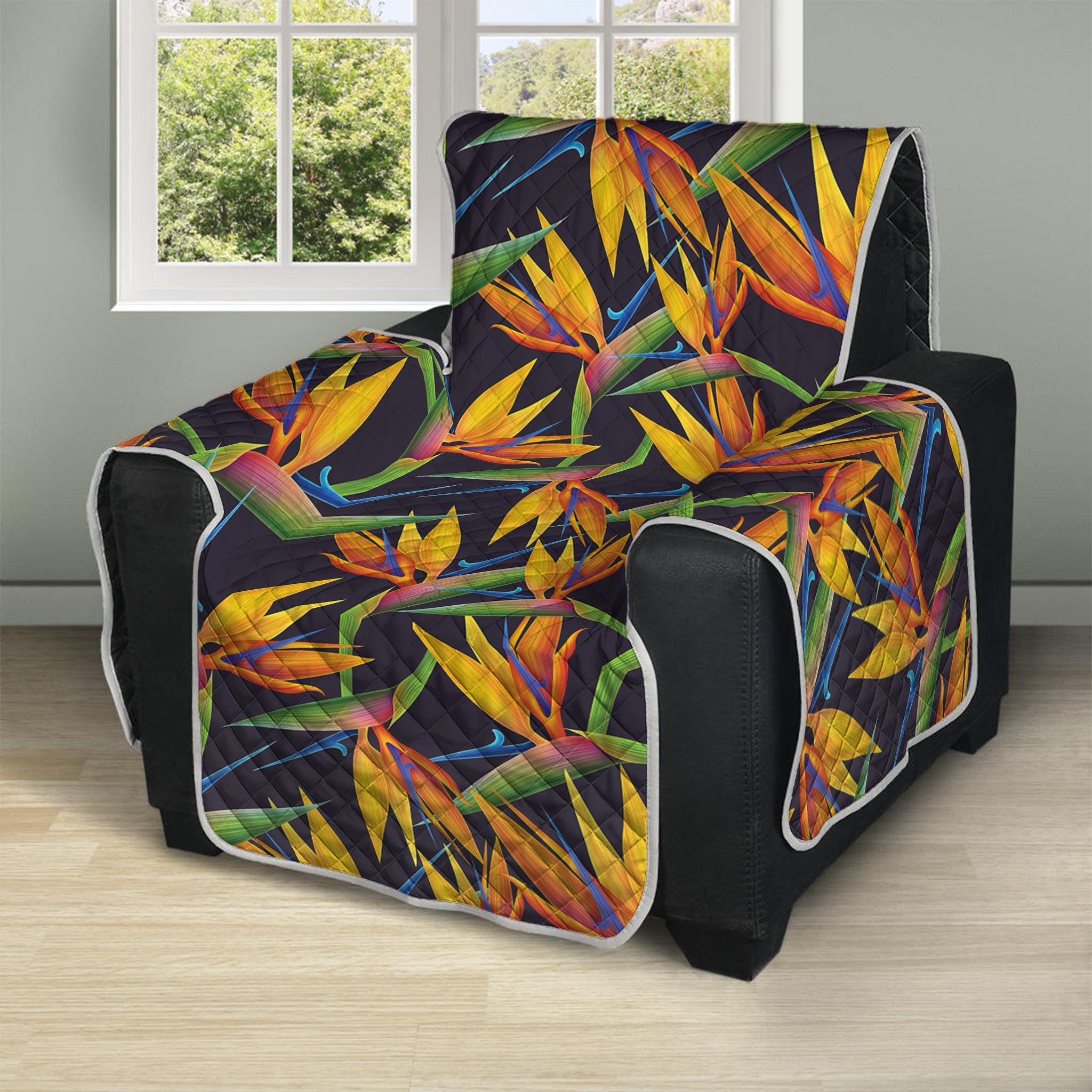 Bird Of Paradise Flower Pattern Print Recliner Protector