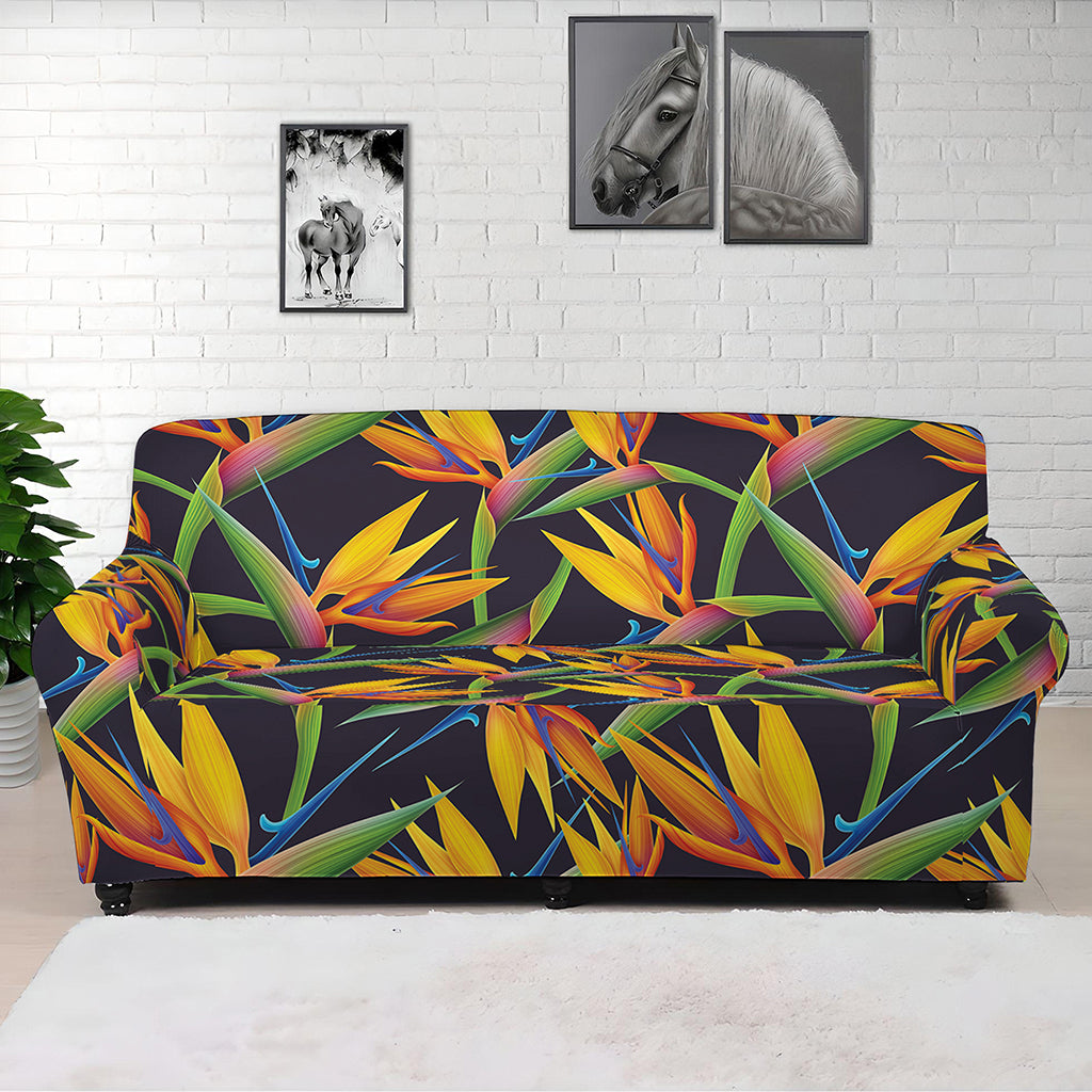 Bird Of Paradise Flower Pattern Print Sofa Cover