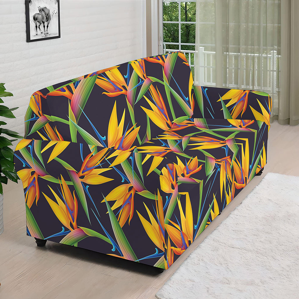 Bird Of Paradise Flower Pattern Print Sofa Cover