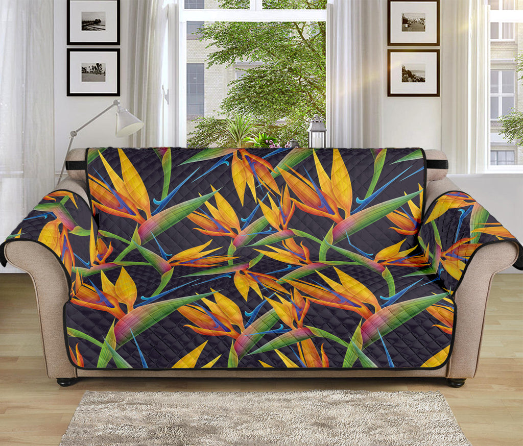 Bird Of Paradise Flower Pattern Print Sofa Protector