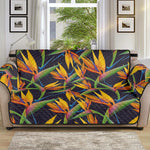 Bird Of Paradise Flower Pattern Print Sofa Protector