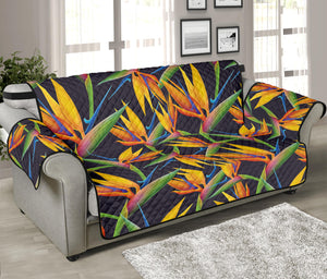 Bird Of Paradise Flower Pattern Print Sofa Protector