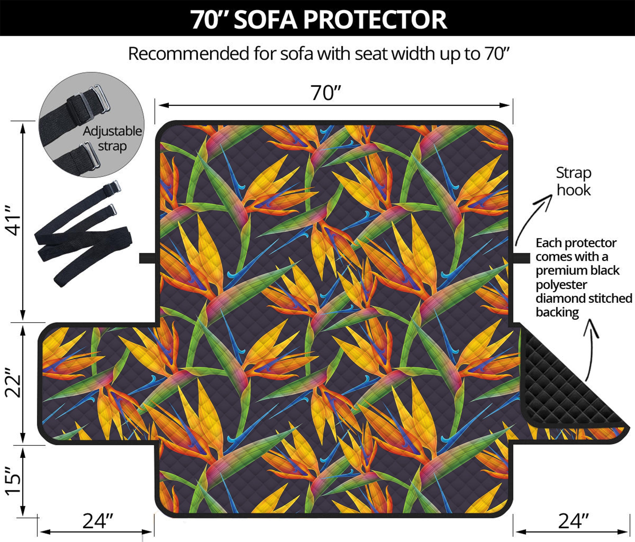 Bird Of Paradise Flower Pattern Print Sofa Protector