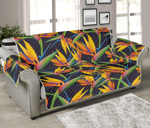 Bird Of Paradise Flower Pattern Print Sofa Protector