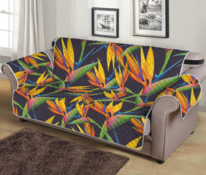 Bird Of Paradise Flower Pattern Print Sofa Protector