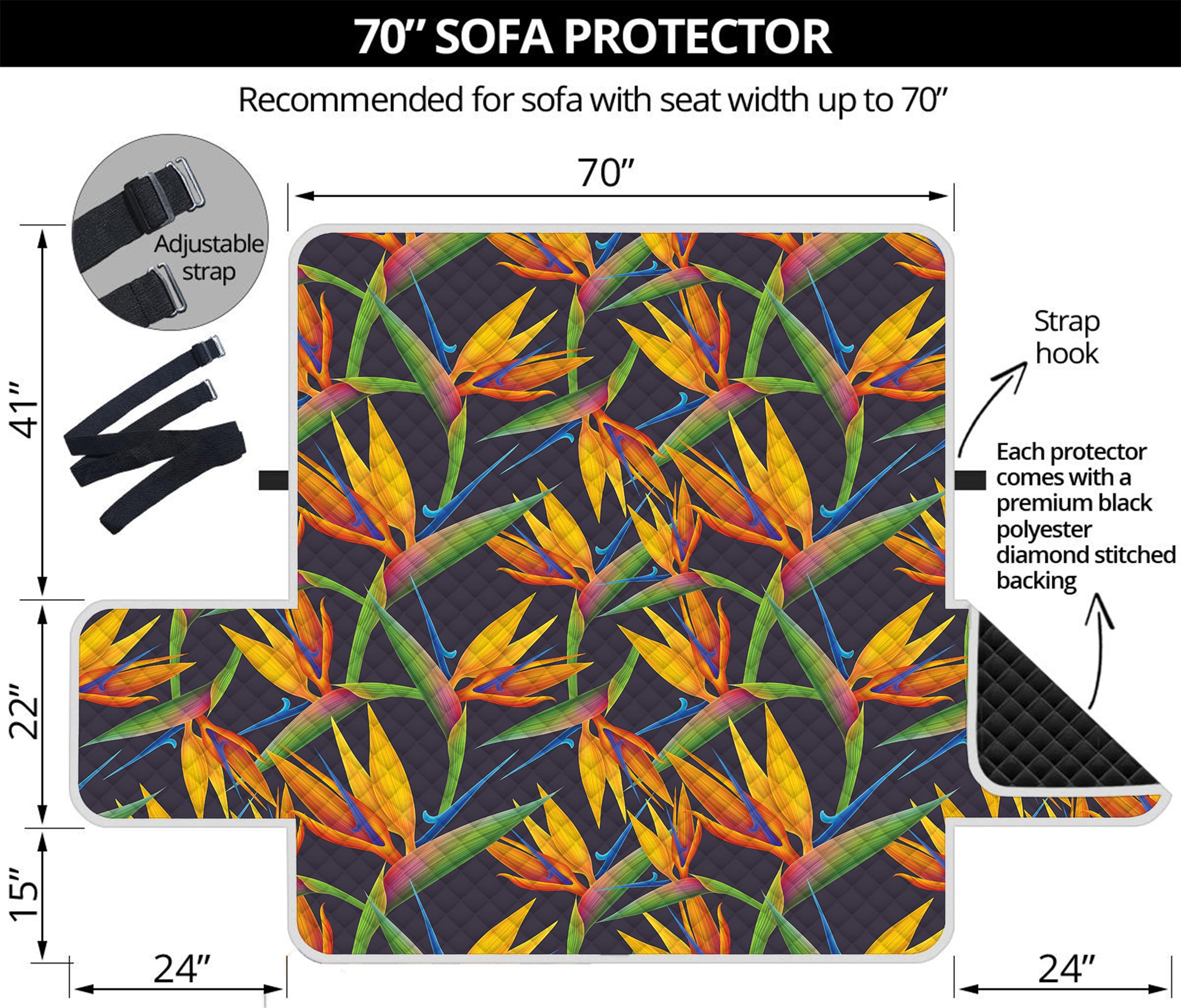 Bird Of Paradise Flower Pattern Print Sofa Protector