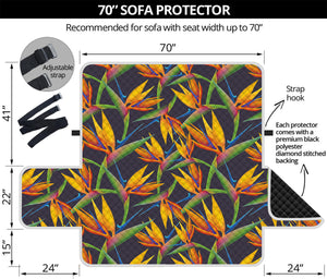 Bird Of Paradise Flower Pattern Print Sofa Protector