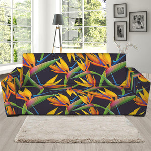 Bird Of Paradise Flower Pattern Print Sofa Slipcover