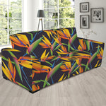 Bird Of Paradise Flower Pattern Print Sofa Slipcover