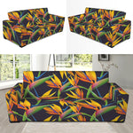 Bird Of Paradise Flower Pattern Print Sofa Slipcover