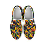 Bird Of Paradise Flower Pattern Print White Slip On Shoes