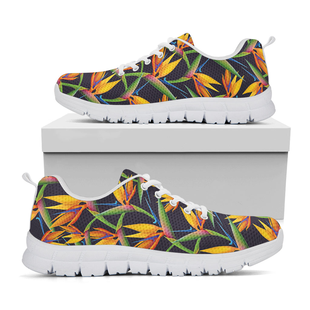 Bird Of Paradise Flower Pattern Print White Sneakers