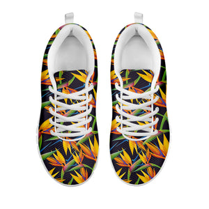 Bird Of Paradise Flower Pattern Print White Sneakers