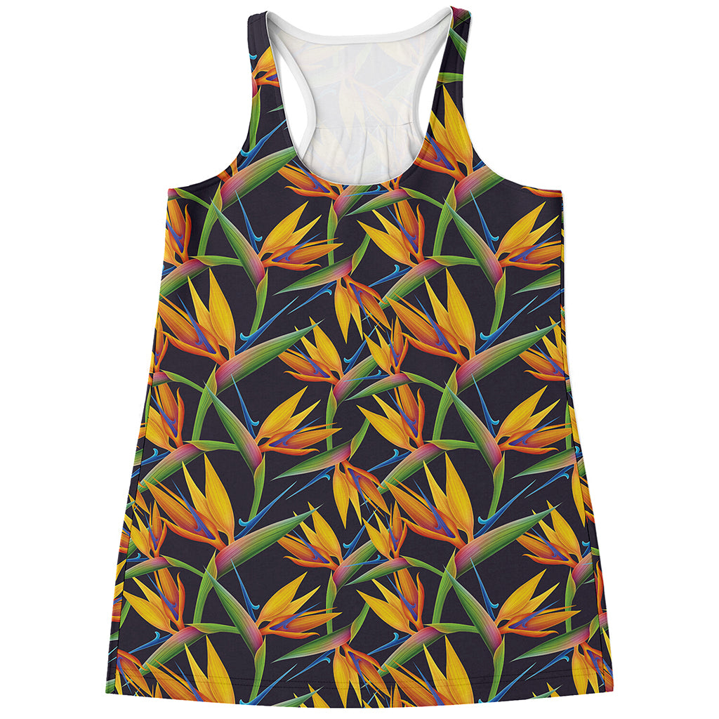 Bird Of Paradise Flower Pattern Print Women's Racerback Tank Top