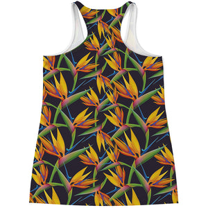 Bird Of Paradise Flower Pattern Print Women's Racerback Tank Top