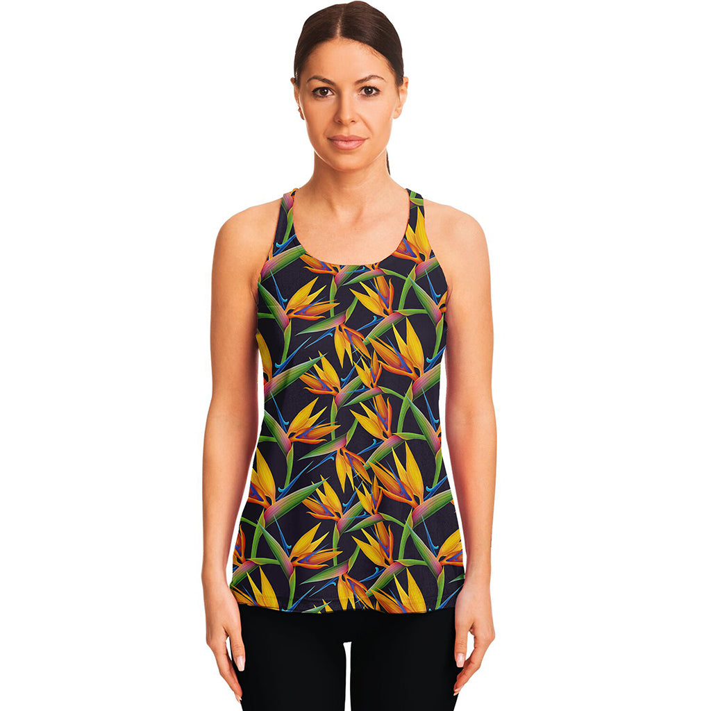 Bird Of Paradise Flower Pattern Print Women's Racerback Tank Top