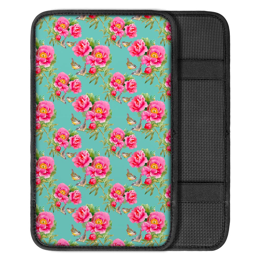 Bird Pink Floral Flower Pattern Print Car Center Console Cover