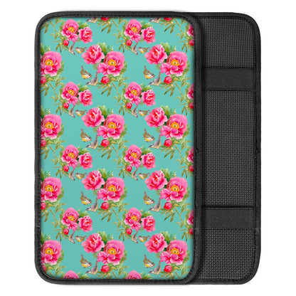 Bird Pink Floral Flower Pattern Print Car Center Console Cover