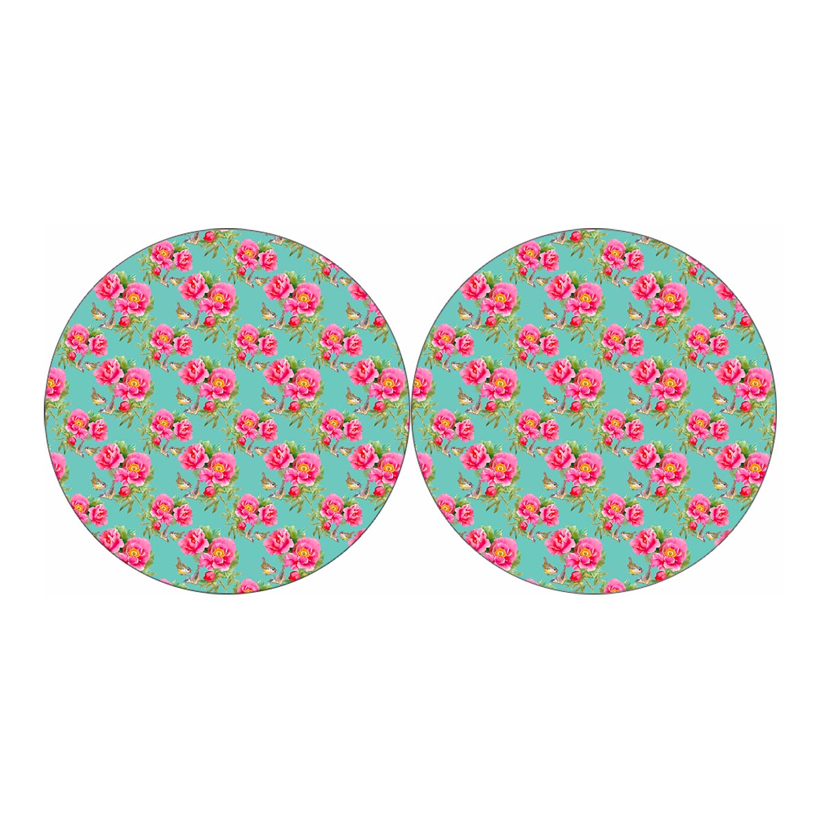 Bird Pink Floral Flower Pattern Print Car Coasters