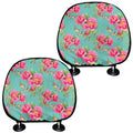 Bird Pink Floral Flower Pattern Print Car Headrest Covers