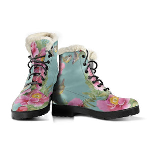 Bird Pink Floral Flower Pattern Print Comfy Boots GearFrost