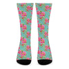 Bird Pink Floral Flower Pattern Print Crew Socks