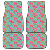 Bird Pink Floral Flower Pattern Print Front and Back Car Floor Mats