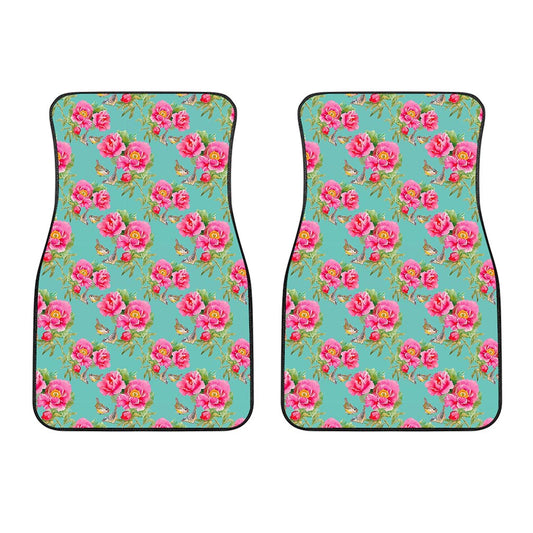 Bird Pink Floral Flower Pattern Print Front Car Floor Mats