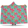 Bird Pink Floral Flower Pattern Print Hooded Blanket