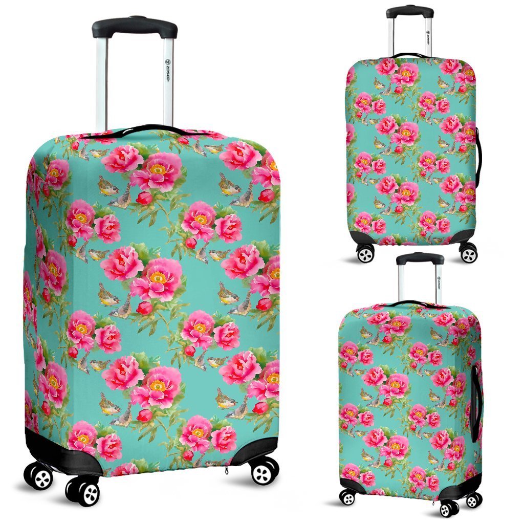 Bird Pink Floral Flower Pattern Print Luggage Cover GearFrost