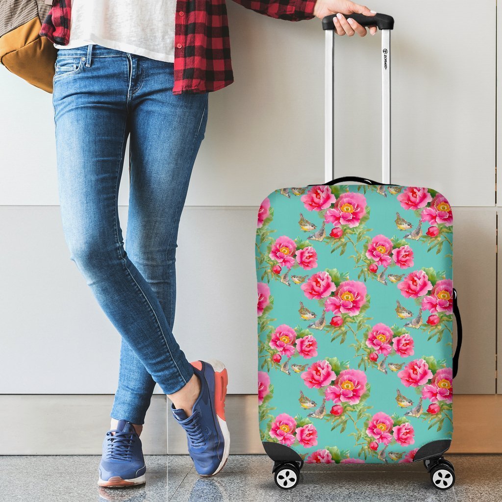 Bird Pink Floral Flower Pattern Print Luggage Cover GearFrost