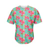 Bird Pink Floral Flower Pattern Print Men's Baseball Jersey