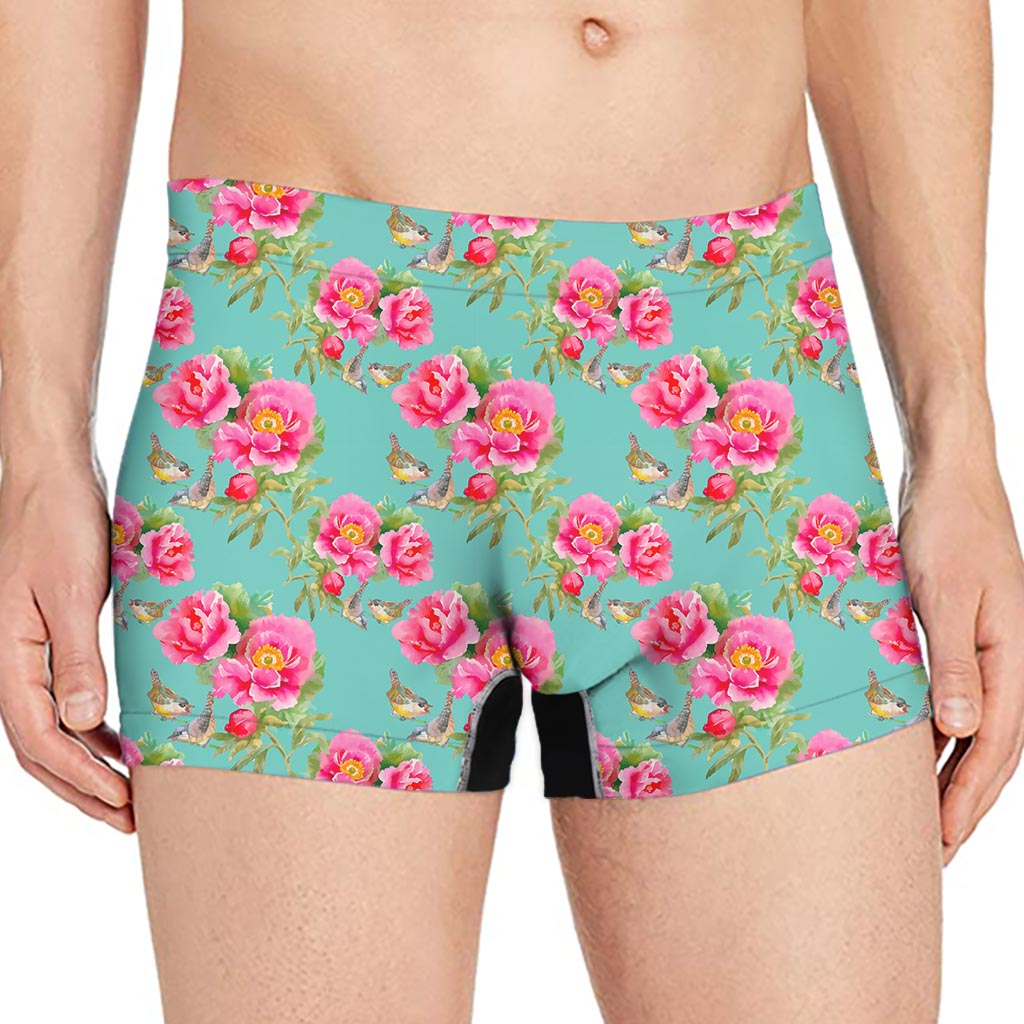 Bird Pink Floral Flower Pattern Print Men's Boxer Briefs