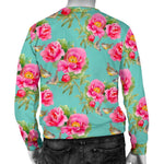 Bird Pink Floral Flower Pattern Print Men's Crewneck Sweatshirt GearFrost