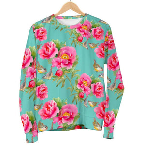 Bird Pink Floral Flower Pattern Print Men's Crewneck Sweatshirt GearFrost