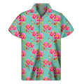 Bird Pink Floral Flower Pattern Print Men's Short Sleeve Shirt